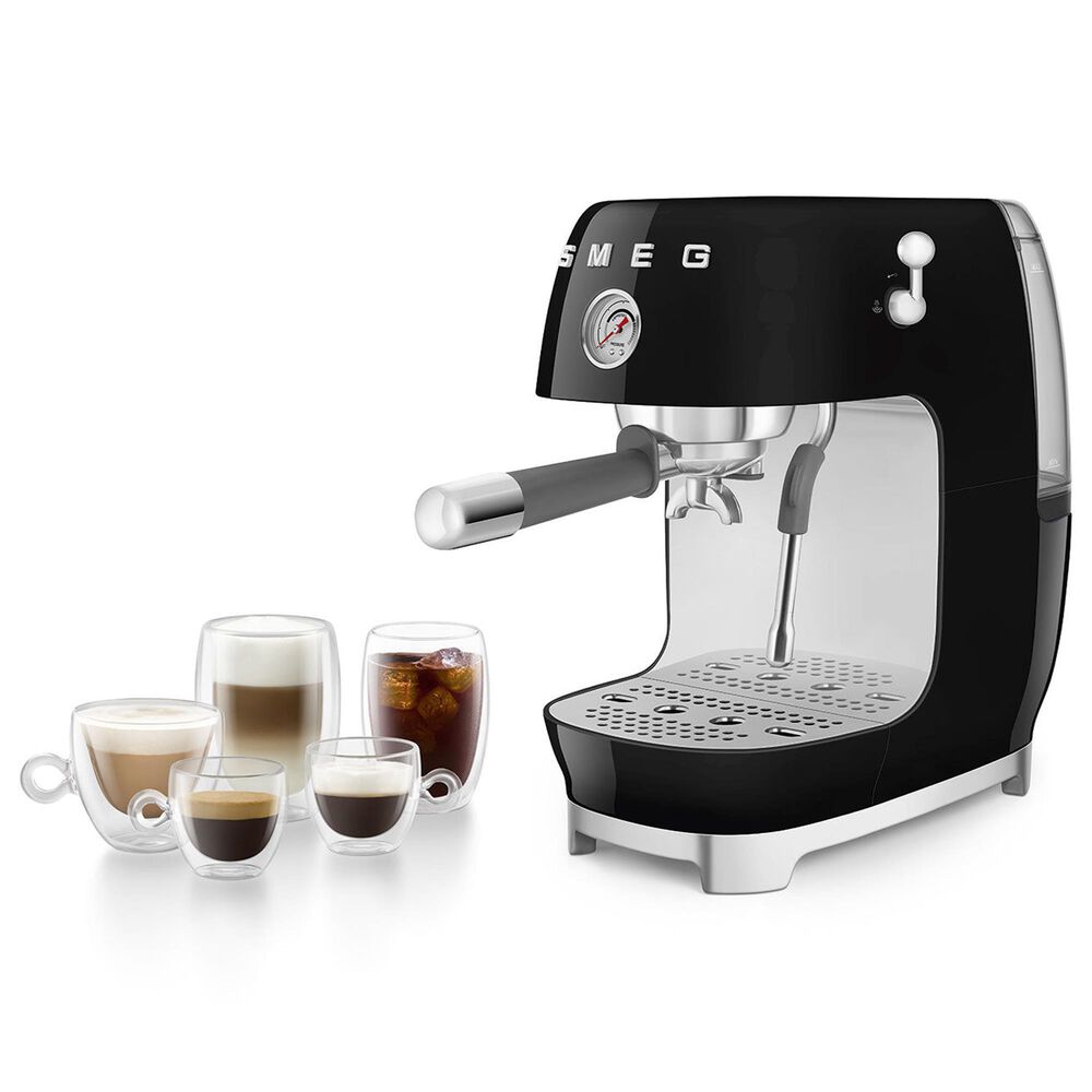 SMEG Retro Style 47 Oz Espresso and Cold Brew Coffee Machine in Matte Black, , large