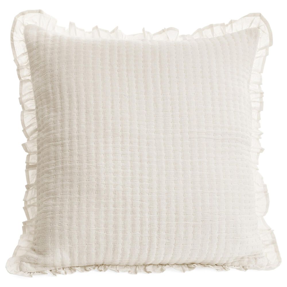Accents DeVille 24" x 24" Gauze Stiched Throw Pillow in Off White, , large