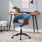 Lumisource Vintage Mod Office Chair with Blue Cushion in Walnut and Black, , large