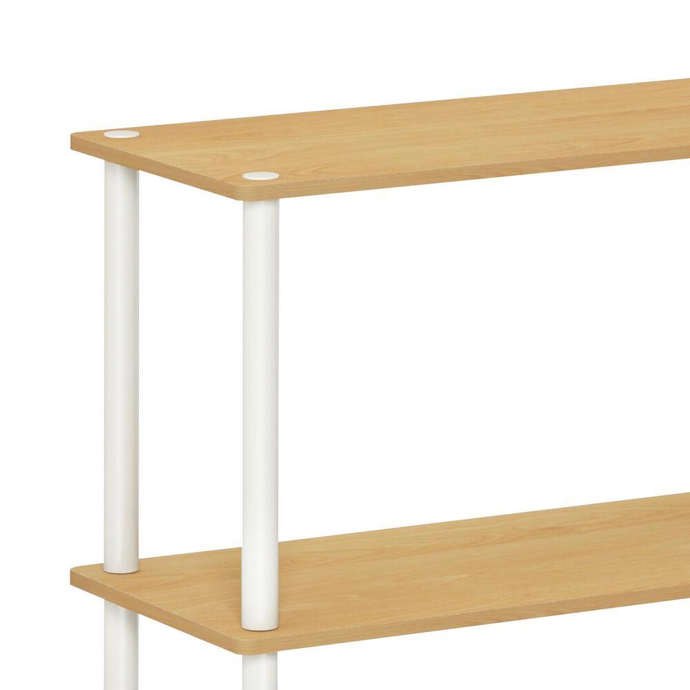 HOMLUX 3-Tier Compact Open Storage Bookshelf in Beech and White, , large