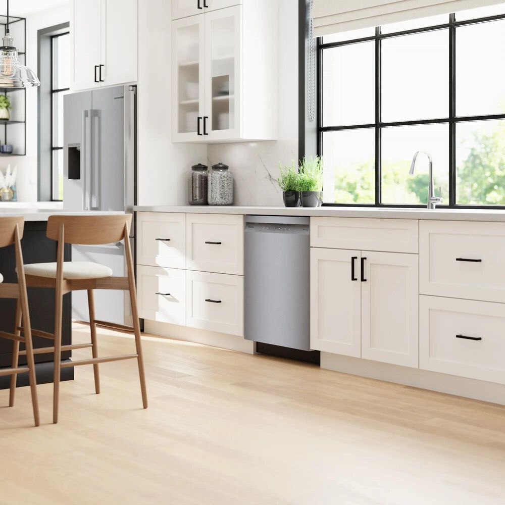 Bosch 100 Series 24&quot; Built-In Recessed Handle Dishwasher with 8 Wash Cycles in Stainless Steel, , large