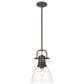 Golden Lighting Duncan 1-Light Small Pendant with Rod and Clear Shade in Rubbed Bronze, , large