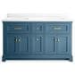 Kohler Charlemont 60" Double Bathroom Vanity in Tidal Blue with 3 cm White Quartz Top and Rectangular Sinks, , large
