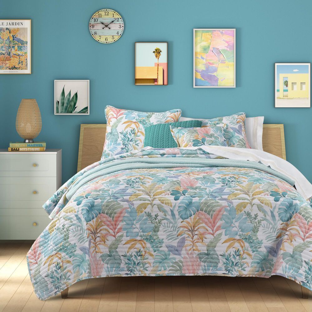 J. Queen New York Bahama 3-Piece Full/Queen Quilt Set in Aqua, , large