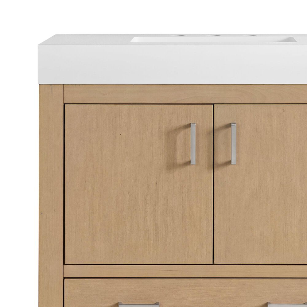 37B Alanya 36" Single Bathroom Vanity in Warm Oak with White Composite Stone Top, , large