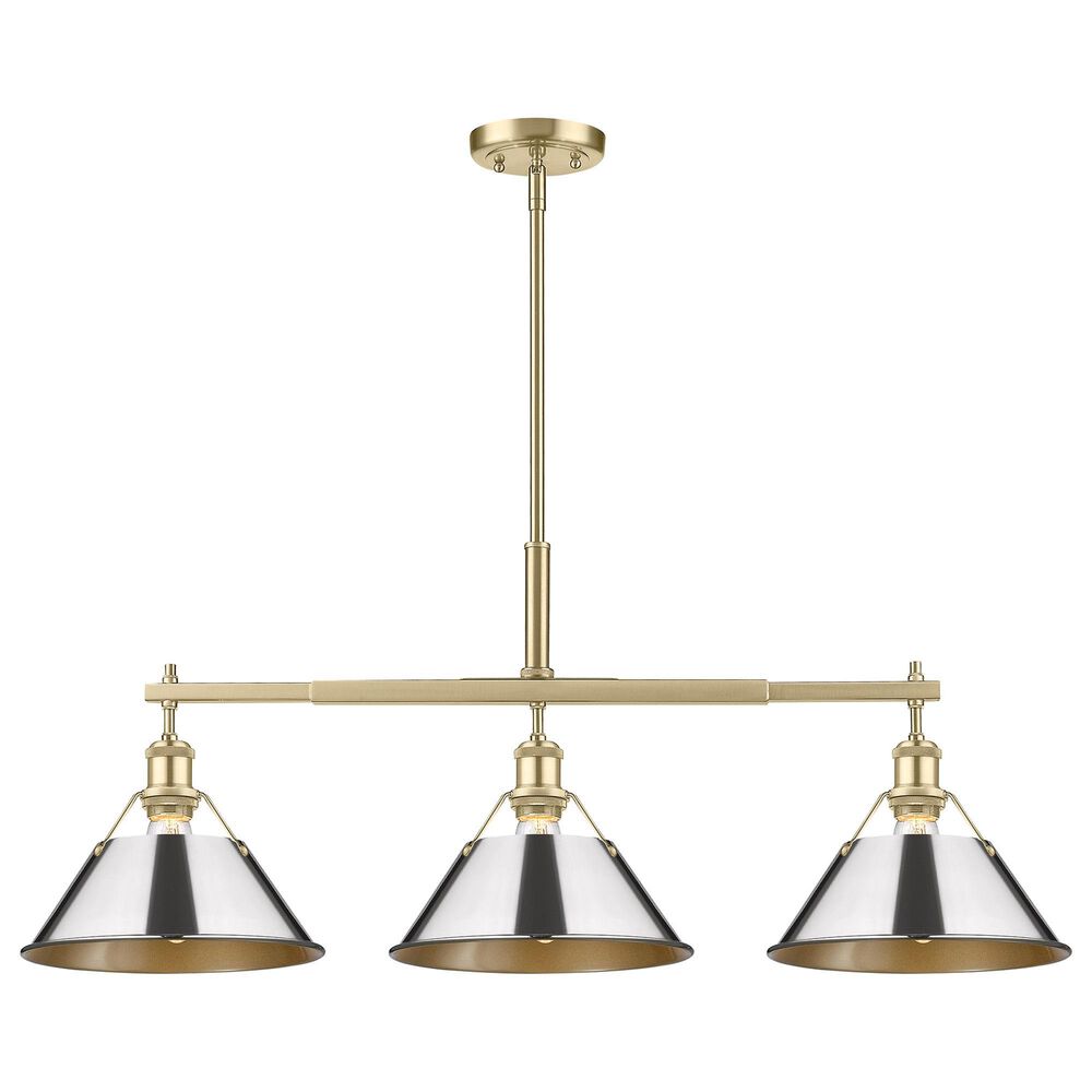 Golden Lighting Orwell 3-Light Linear Pendant with Chrome Shade in Brushed Champagne Bronze, , large