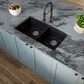 MS International 32.5" 50/50 Undermount Double Bowl Kitchen Sink in Matte Black, , large