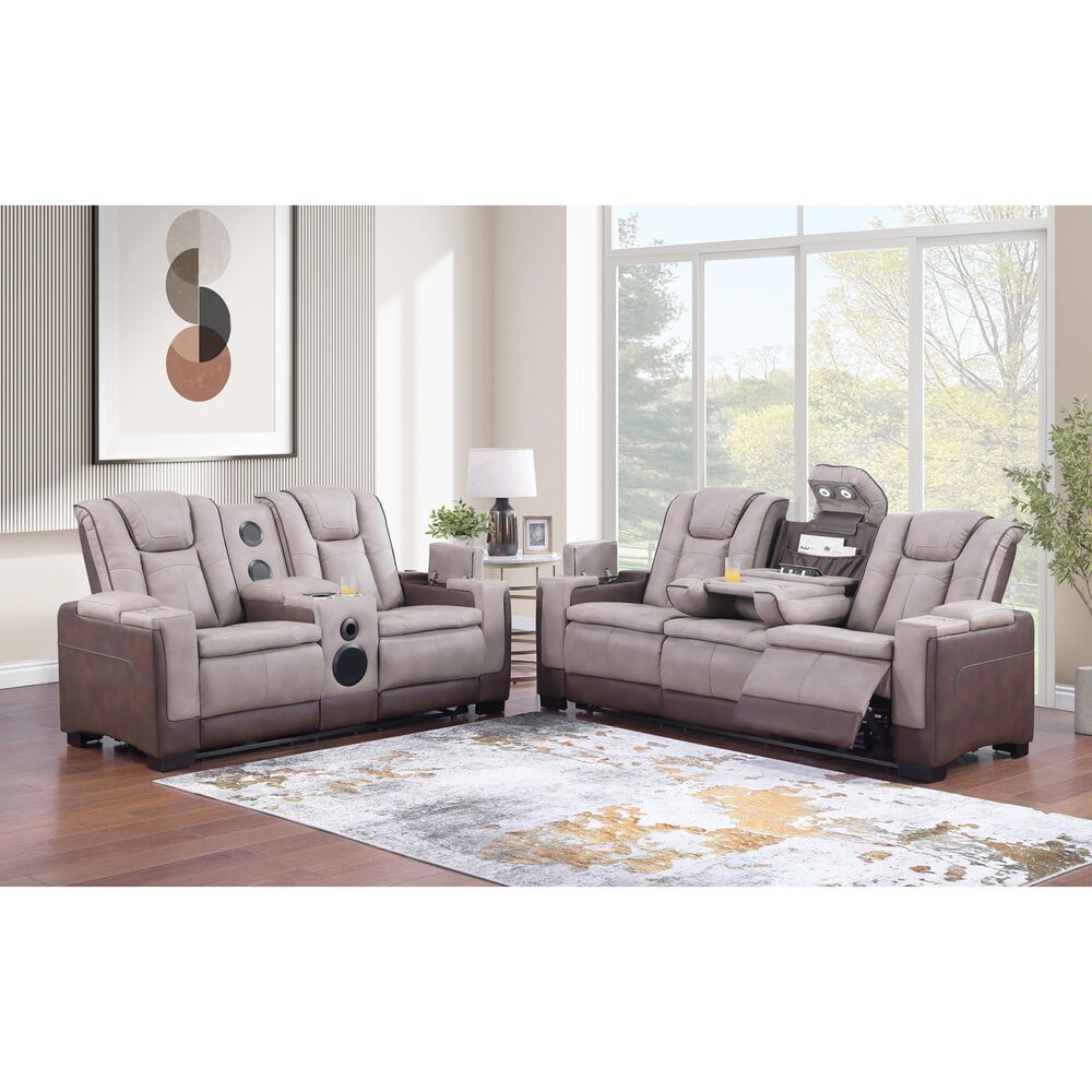 Titanic Furniture Power Reclining Sofa with Power Headrest in Brown, , large