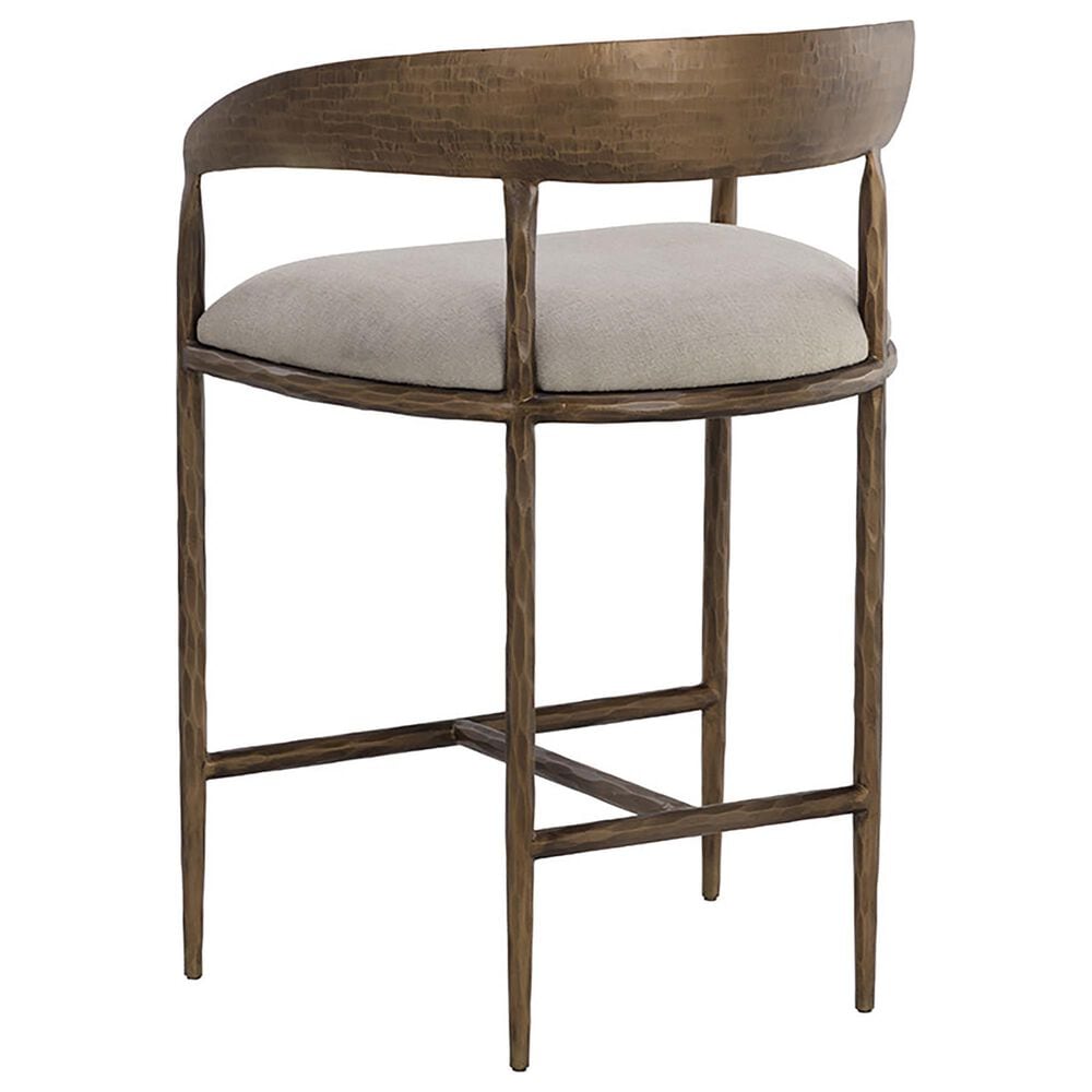 37B Zanatta Counter Stool with Taupe Grey Cushion in Antique Brass, , large