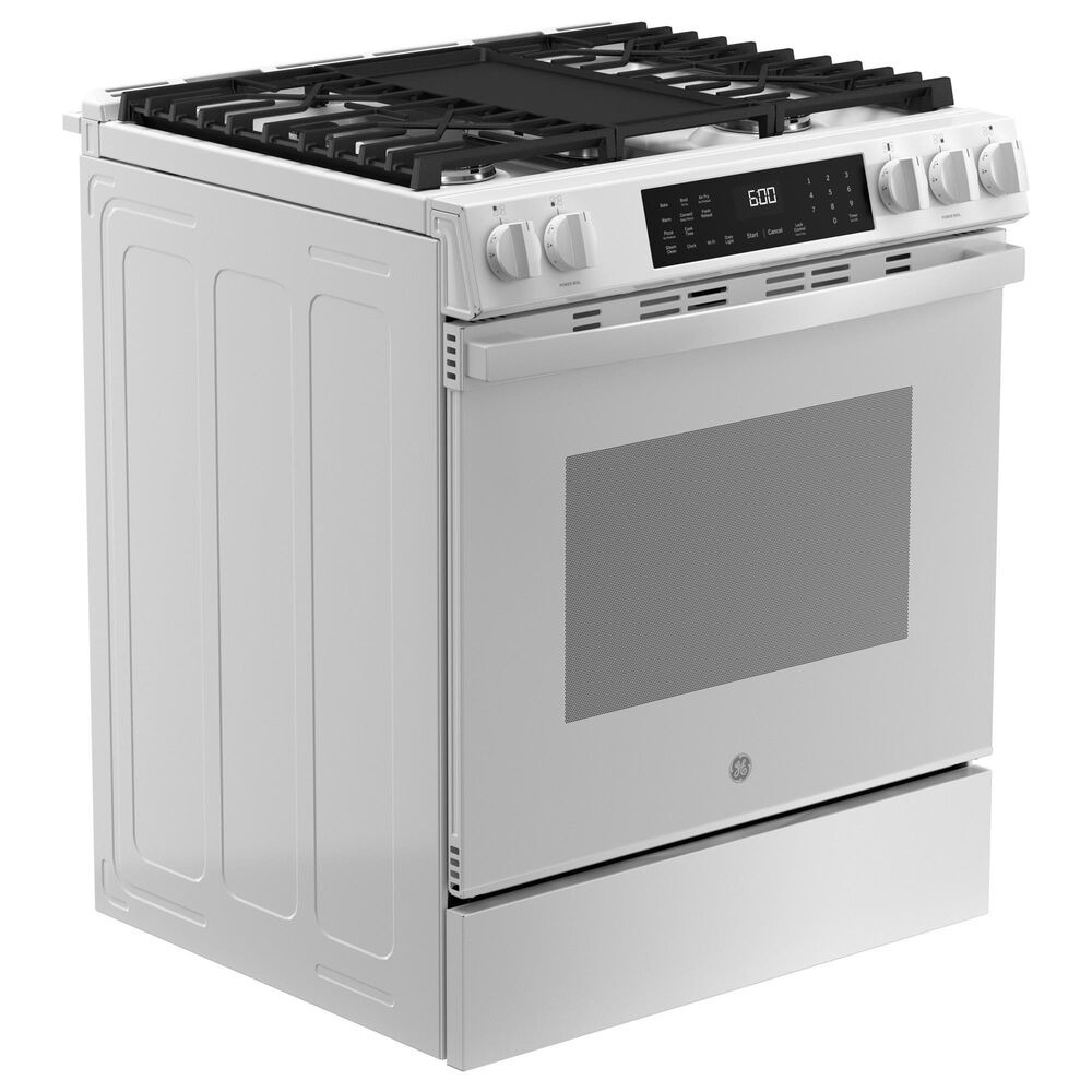 GE Appliances 30" Slide-In Front-Control Convection Gas Range in White, , large