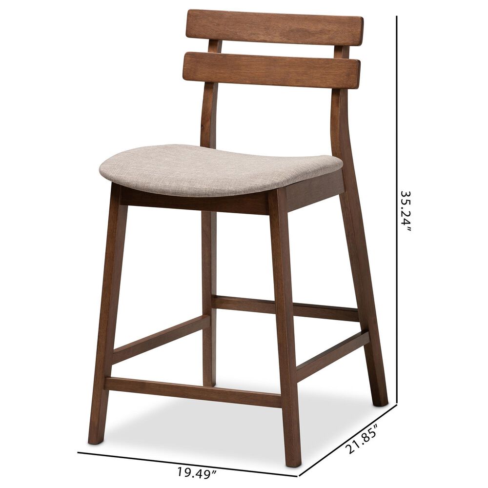 Baxton Studio Larine Counter Stool with Light Grey Cushion in Walnut (Set of 2), , large
