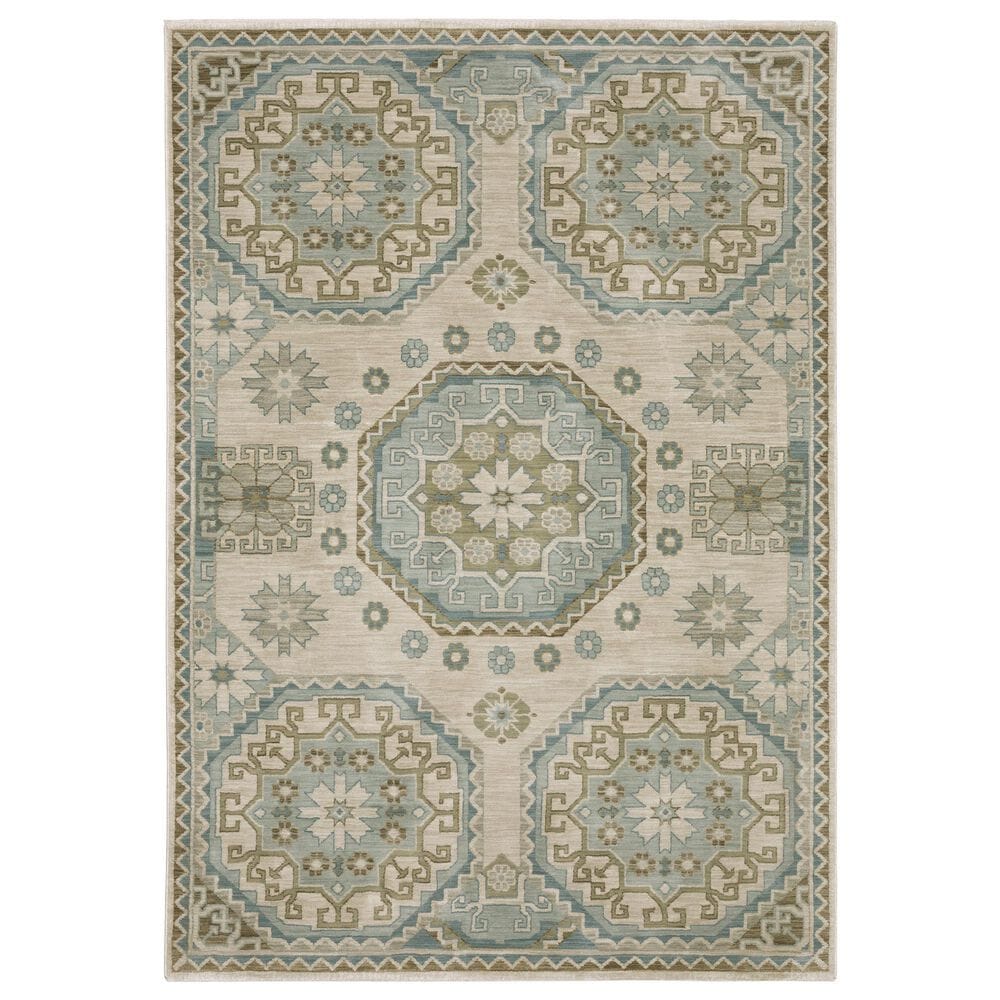 Oriental Weavers Maeve MAE03 Beige and Blue 3"3" x 5" Area Rug, , large