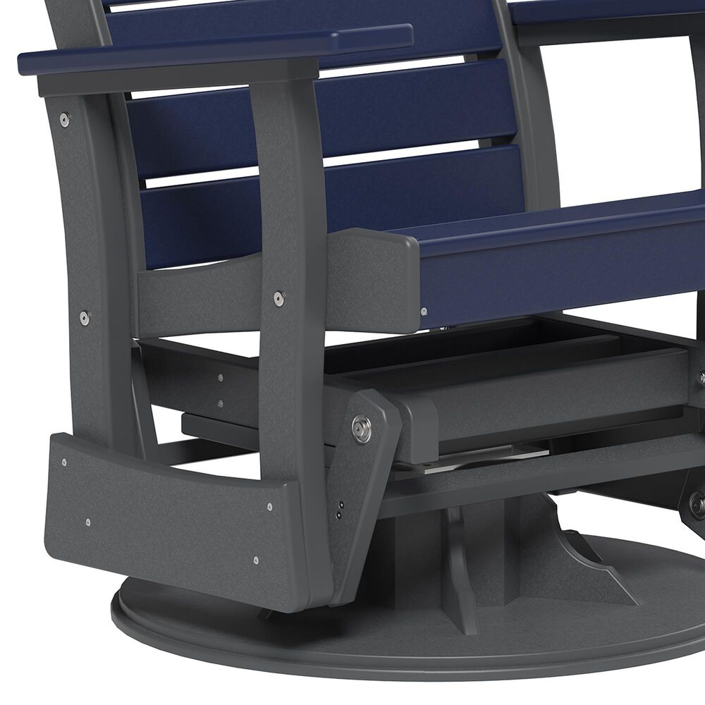 Amish Orchard 2' Outdoor Contour Swivel Glider Chair in Patriot Blue and Slate, , large