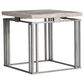 Bernhardt Riverton Side Table in Honed Bianco Travertine and Silver, , large
