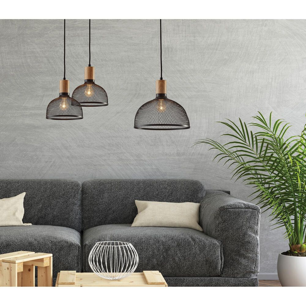 Adesso Dale Small Pendant in Matte Black and Natural, , large