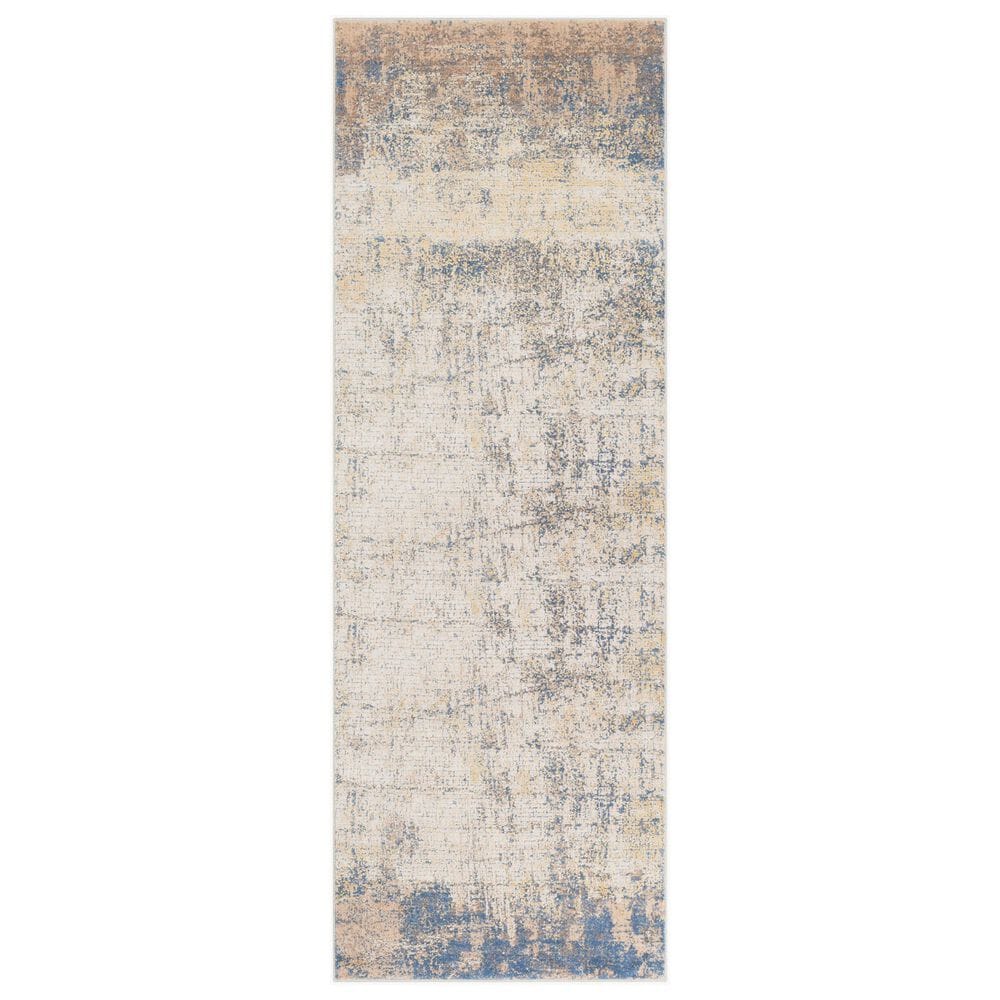 Surya Aisha 2"7" x 7"7" Light Blue, Medium Brown, Tan and Mustard Runner, , large