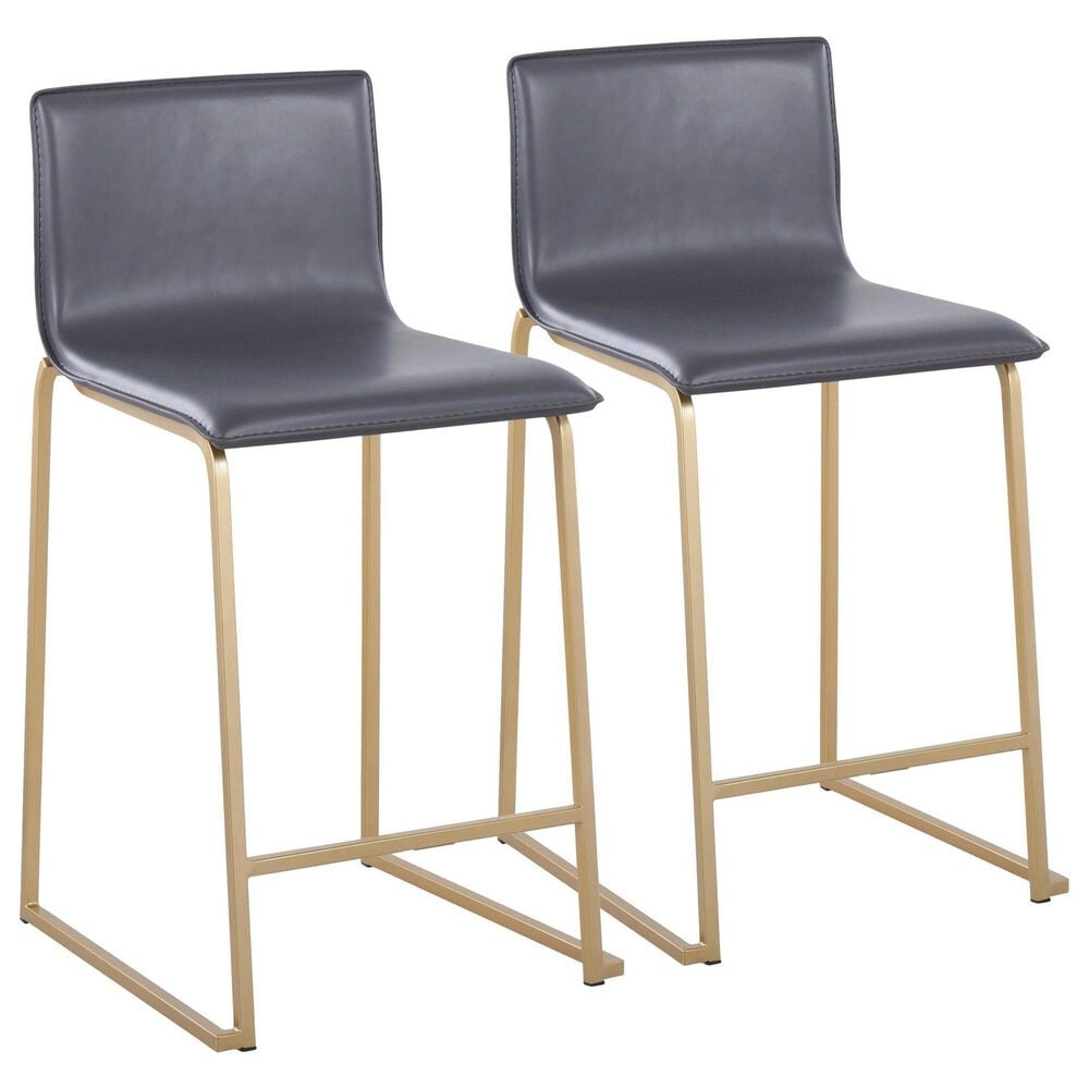 Lumisource Mara Counter Stool with Grey Cushion in Gold (Set of 2), , large