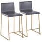 Lumisource Mara Counter Stool with Grey Cushion in Gold (Set of 2), , large