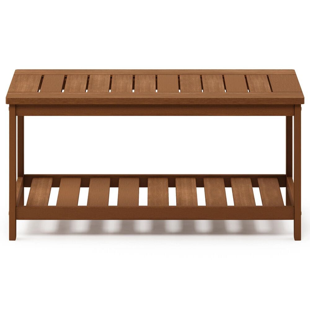 HOMLUX Patio Coffee Table with Shelf in Teak Oil, , large