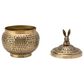 Creative Coop Round Hammered Metal Container with Rabbit Finial in Brass, , large
