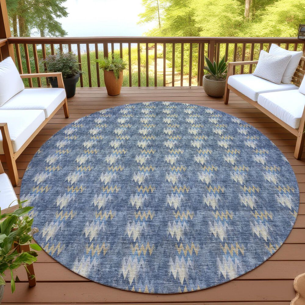 Dalyn Rug Company Soft Essentials Chevron Navy 8' Round Area Rug, , large