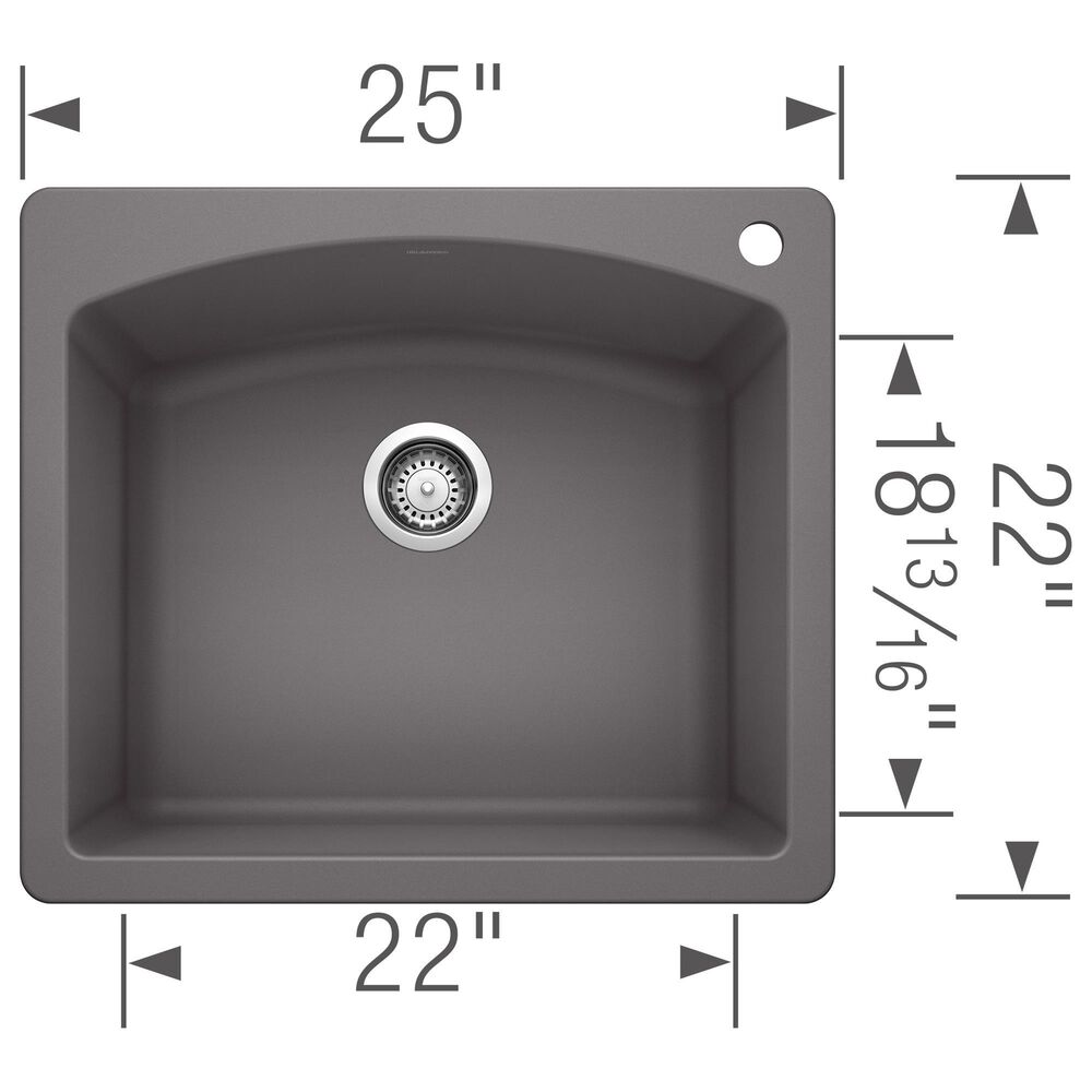 Blanco Diamond Single Bowl Dual Mount Kitchen Sink in Cinder, , large