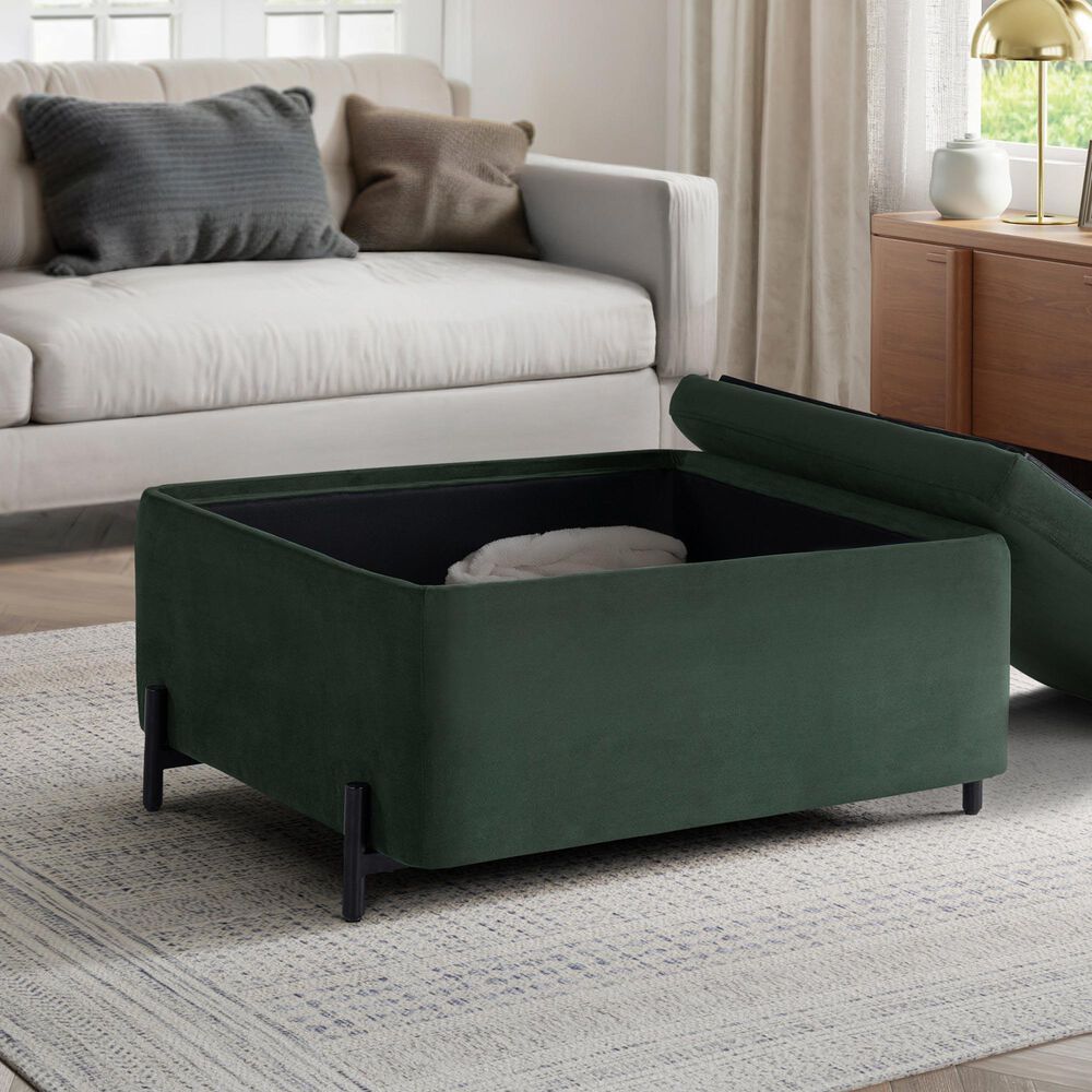 Lifestyle Solutions Kona Large Storage Ottoman in Green, , large