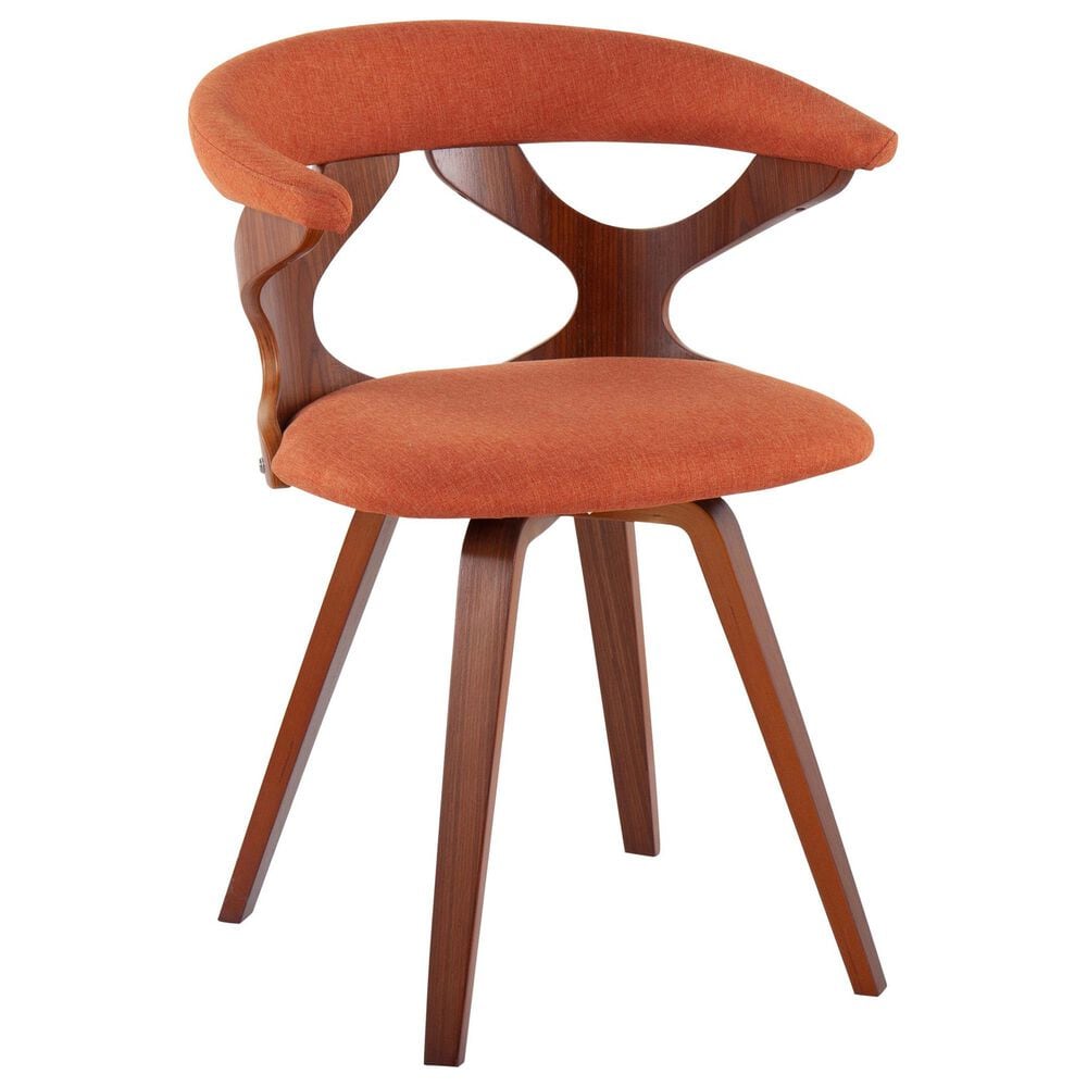 LumiSource Gardenia Swivel Arm Chair with Orange Upholstered in Walnut, , large