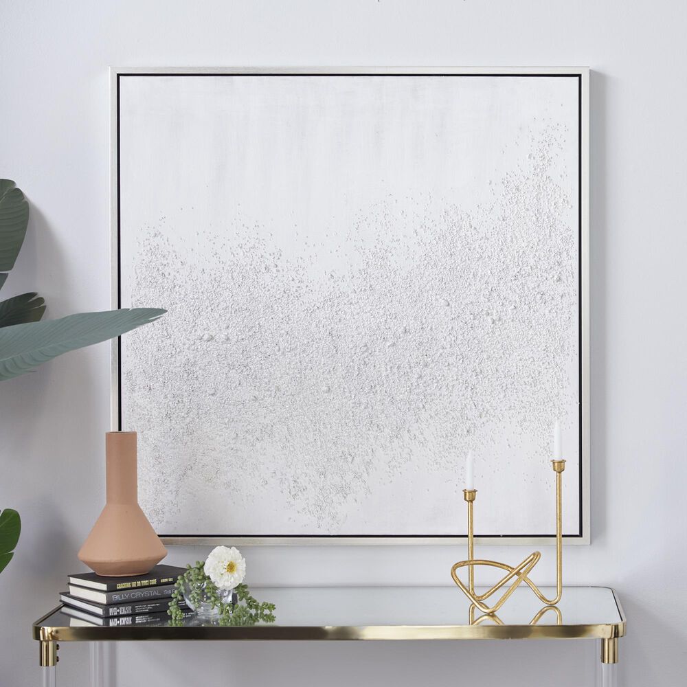 CosmoLiving by Cosmopolitan 39&quot; Square Contemporary Abstract Framed Wall Art in White, , large