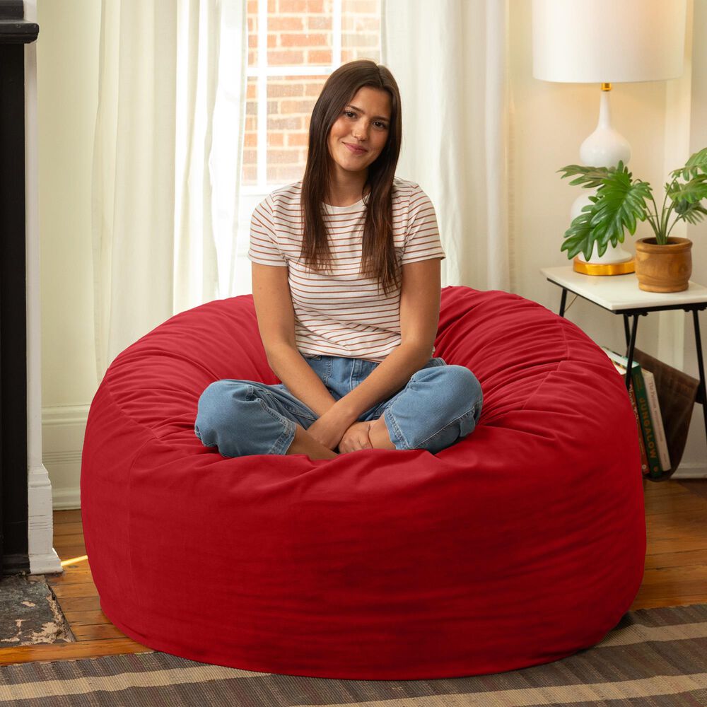 Jaxx Saxx 4&#39; Large Round Bean Bag Chair in Merlot, , large