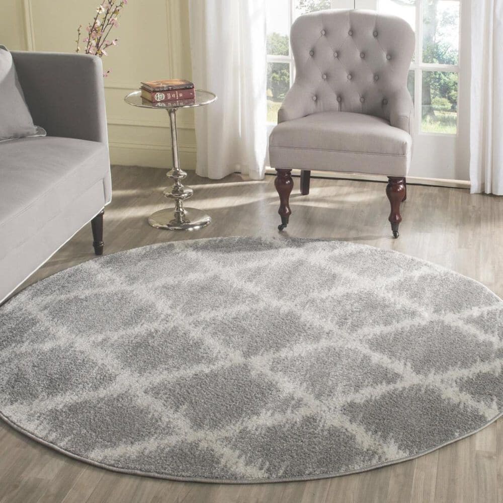 Safavieh Adirondack ADR120B 6" Round Silver and Ivory Area Rug, , large