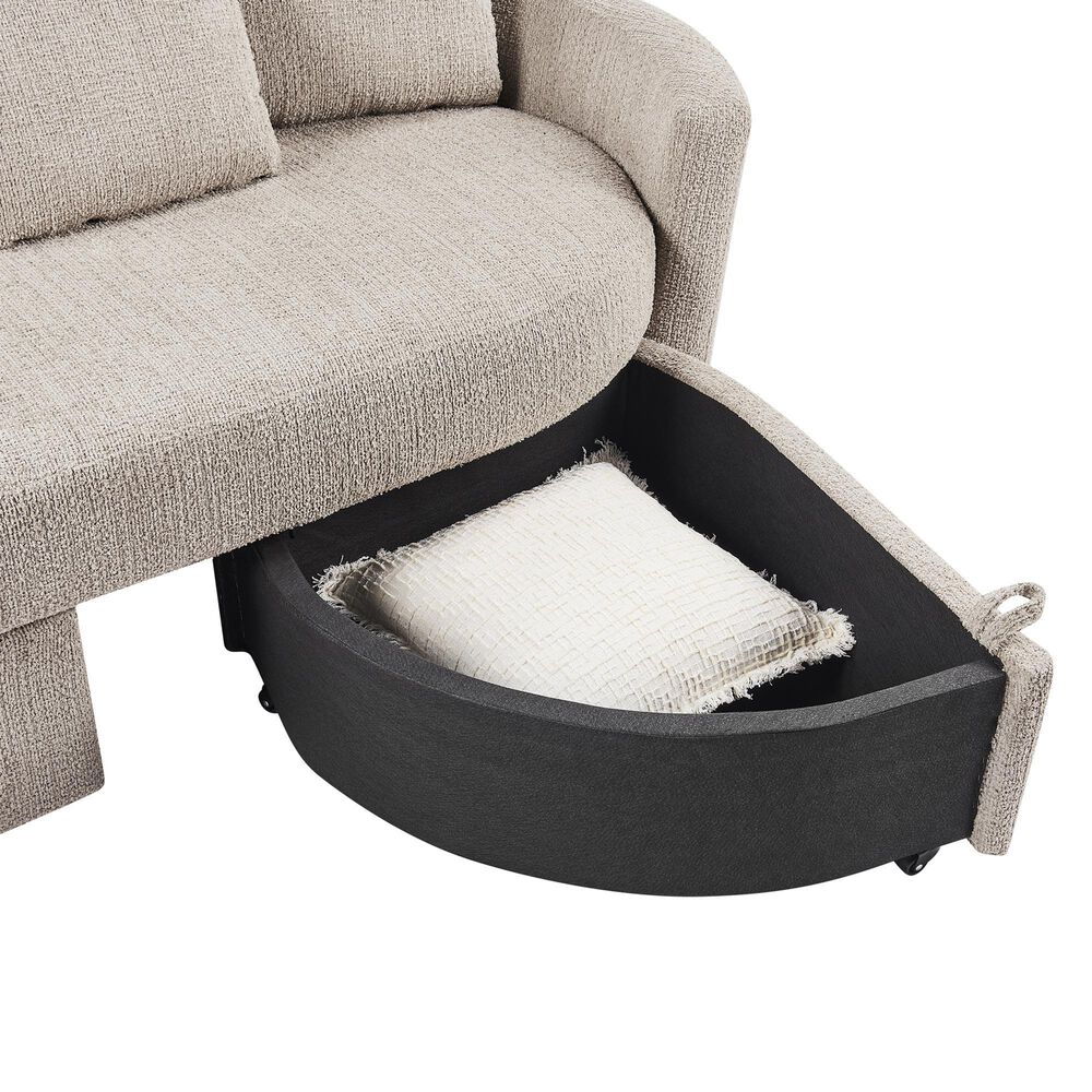 Lifestyle Solutions Beckett Stationary Storage Sofa in Taupe, , large