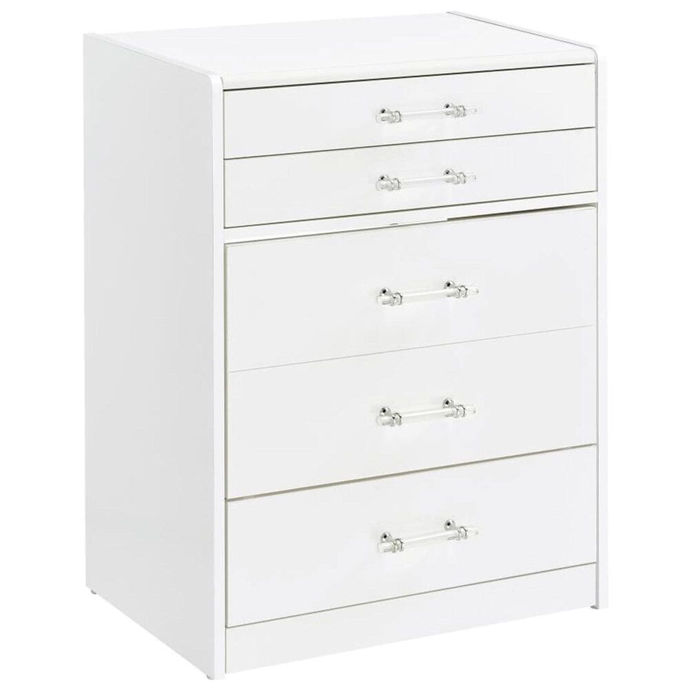 Pacific Landing Danbury 3-Drawer Makeup Vanity Set in White High Gloss, , large