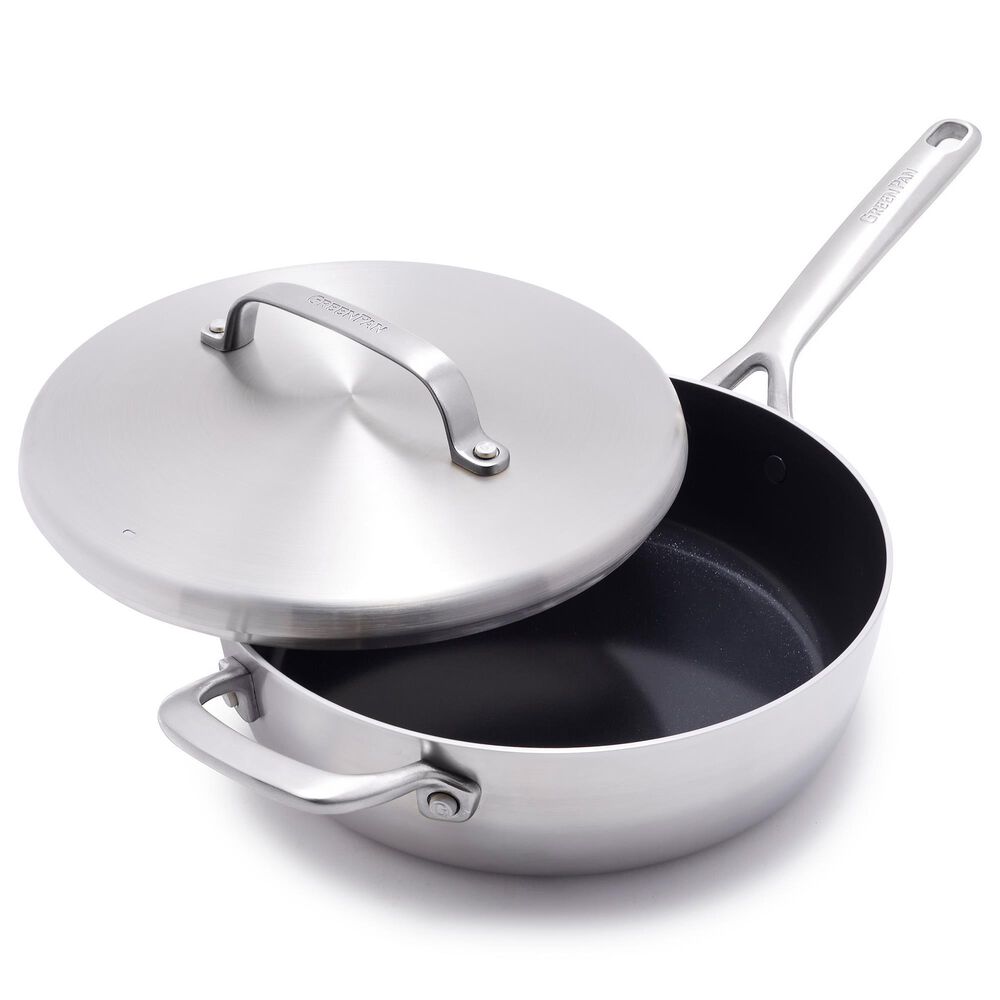Green Pan GP5 4-Quart Saute Pan with Lid in Stainless Steel, , large