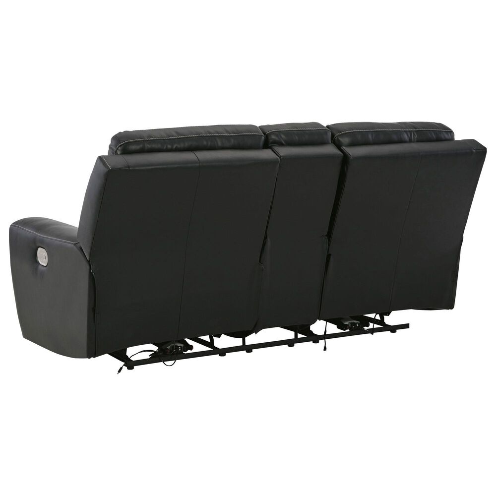 Ashley Warlin Power Reclining Loveseat with Console in Black, , large