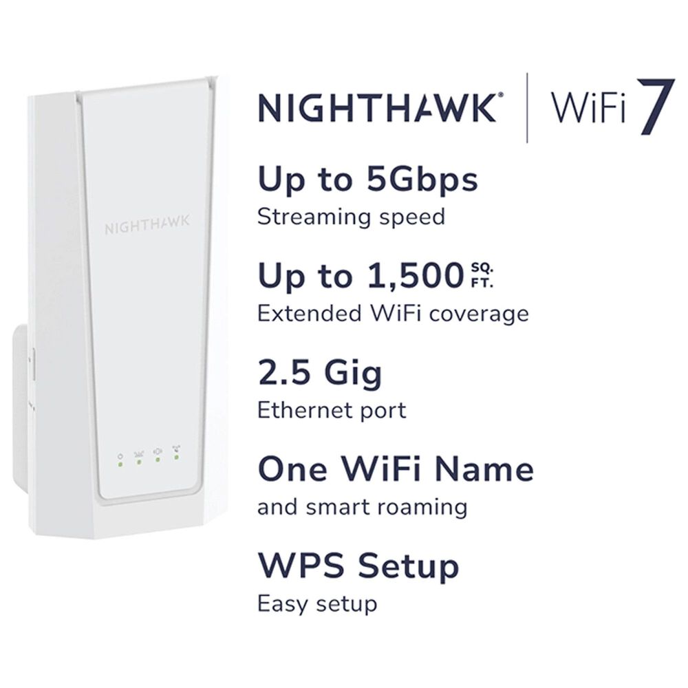 NETGEAR Nighthawk Wi-Fi 7 Dual-Band Range Extender in White, , large