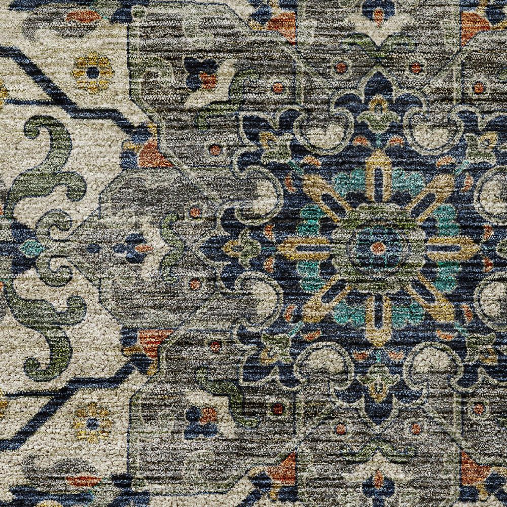 Dalyn Rug Company Silk Road Navy, Beige, Ivory, Gold, Copper and Gray 8&#39; Round Area Rug, , large