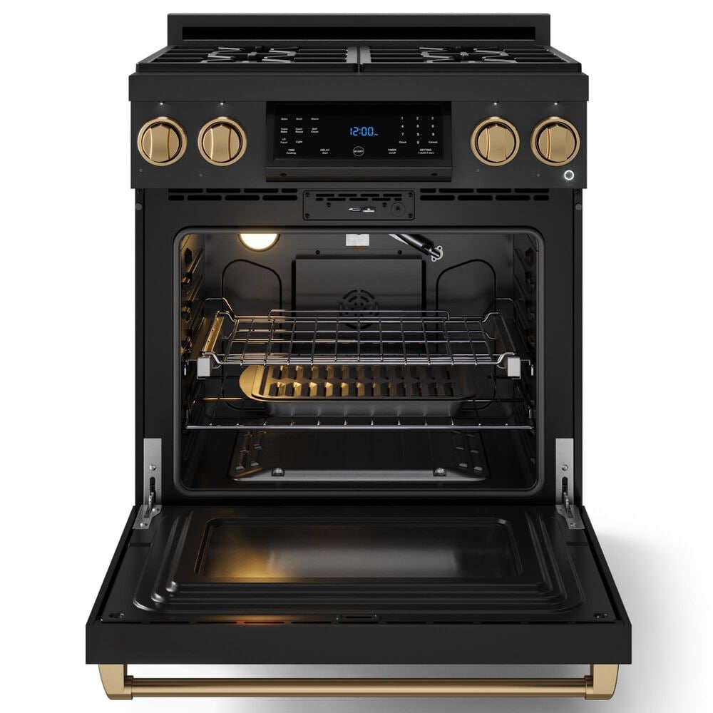 Thor Kitchen Gordon Ramsay 4.55 Cu. Ft. 30&quot; Professional Liquid Propane Range with Bronze Handle Kit in Black, , large