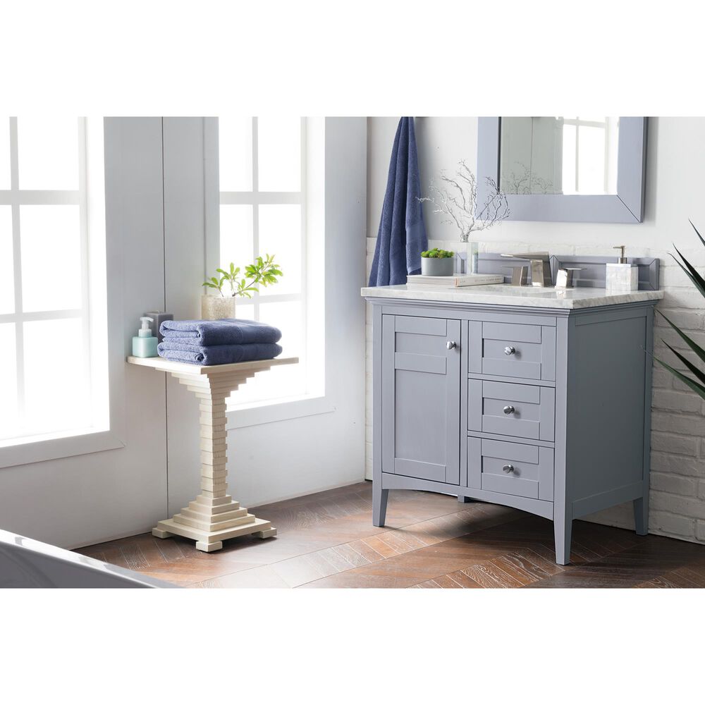 James Martin Palisades 36" Single Bathroom Vanity in Silver Gray with 3