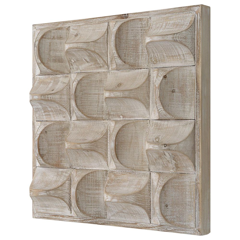 Uttermost Pickford 20&quot; x 20&quot; Wood Wall Decor in Natural Wash and Ivory, , large