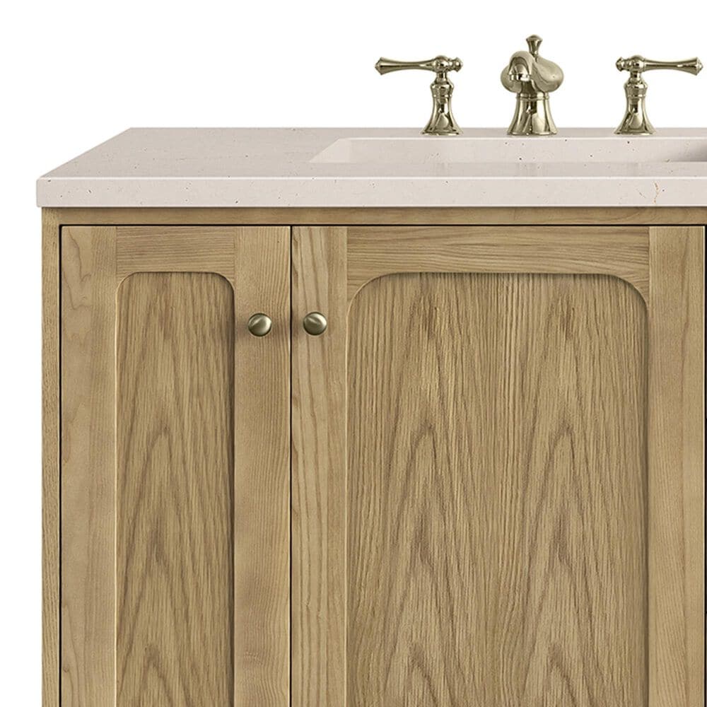 James Martin Vanities Laurent 72&quot; Double Bathroom Vanity in Light Natural Oak with 3 cm Eternal Marfil Quartz Top and Rectangular Sinks, , large