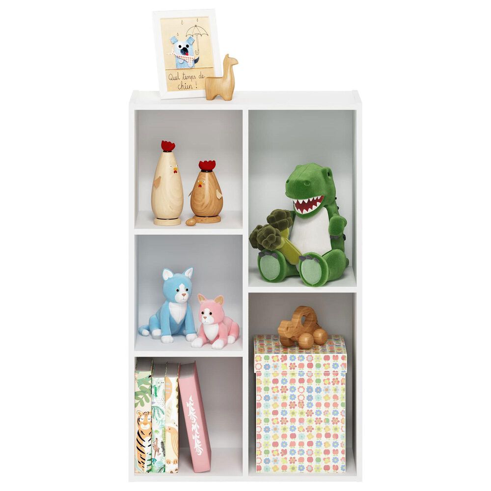 HOMLUX 5-Cube Open Shelf Storage Bookcase in White, , large