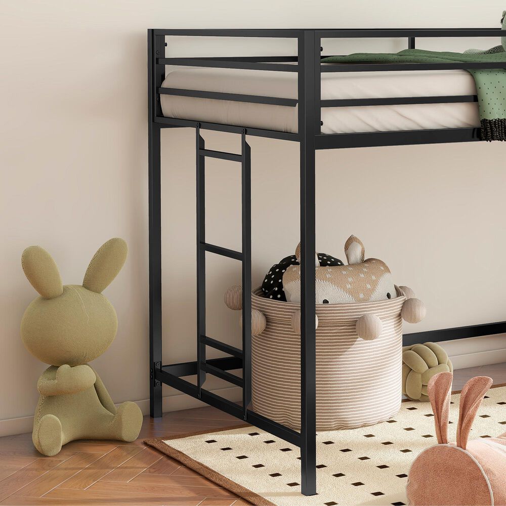 Hearth and Haven Adam Twin Loft Bunk Bed in Black, , large