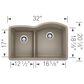 Blanco Diamond 32" 1-3/4 Reverse Double Bowl Kitchen Sink with Low Divide in Truffle, , large