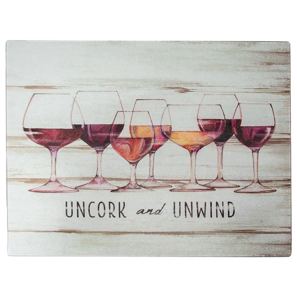 Boston International Uncork and Unwind Small Cutting Board in Cream, Light Brown, Red, Purple and Orange, , large