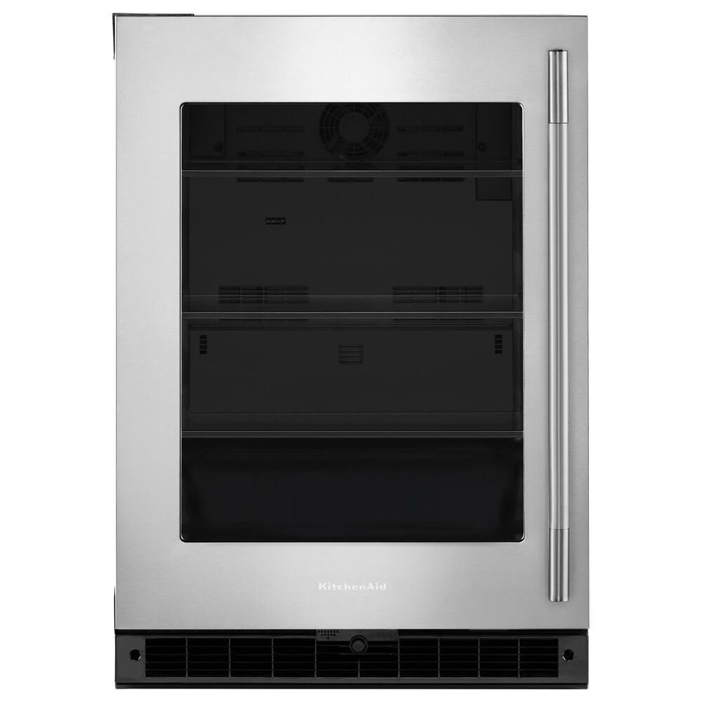 KitchenAid 5.2 Cu. Ft. Undercounter Refrigerator with Glass Door and Left Hinge in Black and Stainless Steel, , large