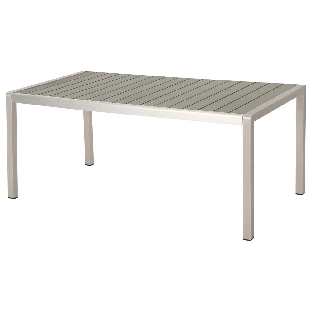 Hearth and Haven Coral Outdoor Aluminum Dining Table with Faux Wood Top in Gray, , large