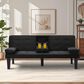 HOMLUX 65" Futon Sleeper Sofa Bed with Adjustable Backrest and Cup Holders in Black, , large
