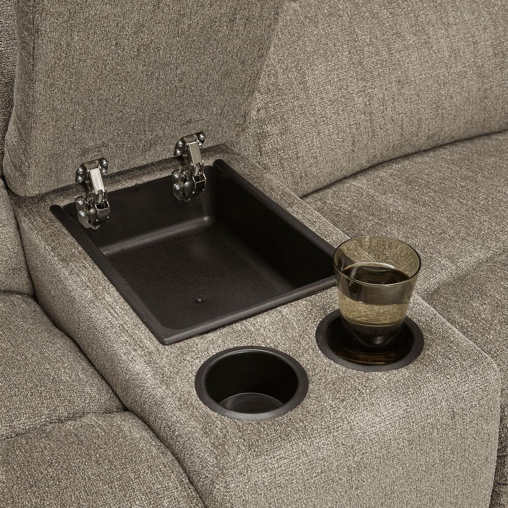 Ashley Draycoll Double Reclining Loveseat with Console in Pewter, , large
