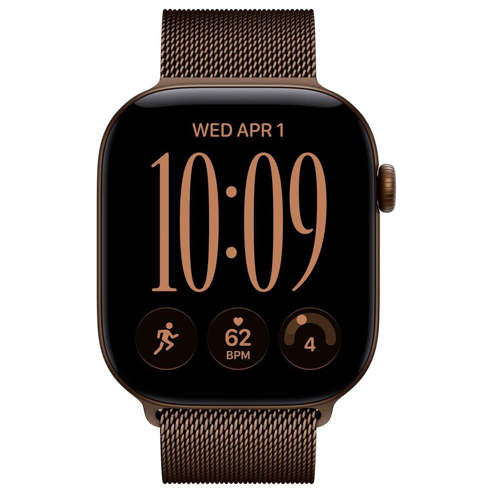 Apple Watch Series 12 (GPS) 46mm Dark Bronze Aluminum Case with Dark Bronze Milanese Loop - M/L and 2-Year AppleCare+, , large